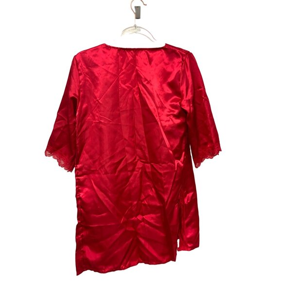 Red Satin Kimono Lingerie Set - Picture 2 of 11
